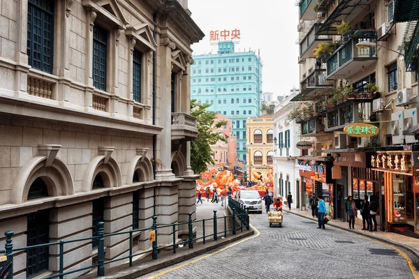 Die Straße, die zum Senado-Platz in Macau führt — Stockfoto