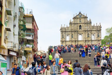 MACAU - JANUARY 30, 2015: View of the Ruins of St. Paul's Cathed clipart