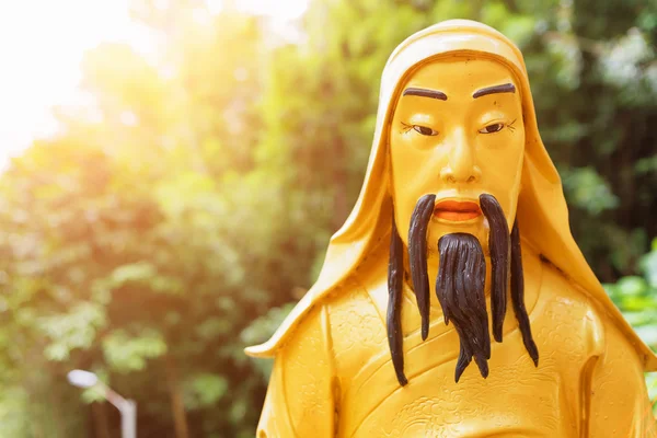 Wyświetlić zbliżenie złoty Budda statua w słońcu na backg charakter — Zdjęcie stockowe