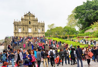 Macau - 30 Ocak 2015: St. Paul'ın kateri kalıntıları görünümünü