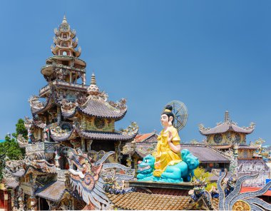 Güzel Linh Phuoc Pagoda mozaik tarzı mavi 