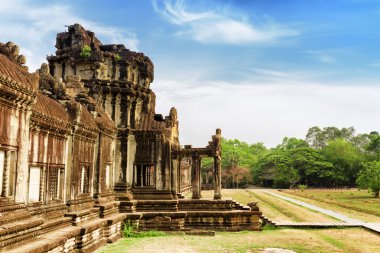 Wall and one of entrances to Angkor Wat in Siem Reap, Cambodia