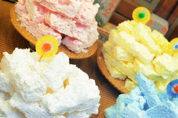 Spanish pastries in shop window of confectionery, Barcelona — Stock Photo, Image