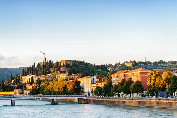 View of Lungadige Re Teodorico at historic centre of Verona — стокове фото