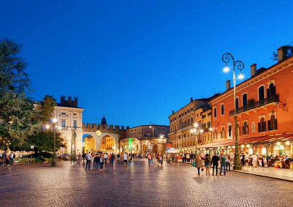 Piazza Bra in Verona (Italy) at evening — Stock Photo, Image