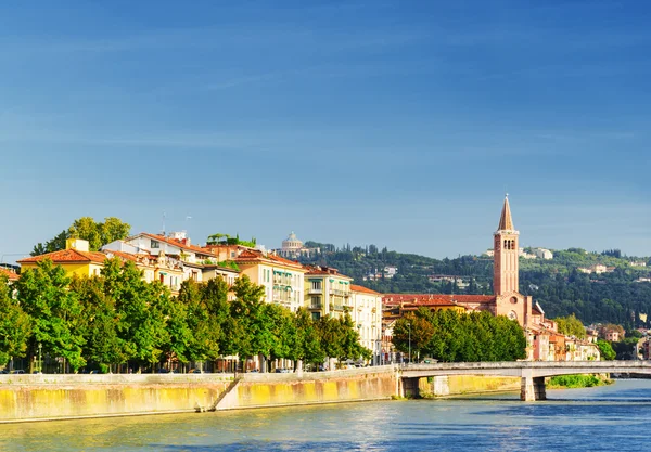 Beautiful view of waterfront of the Adige River in Verona, Italy — стокове фото