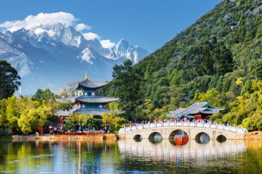 Scenic view of the Jade Dragon Snow Mountain, Lijiang, China clipart