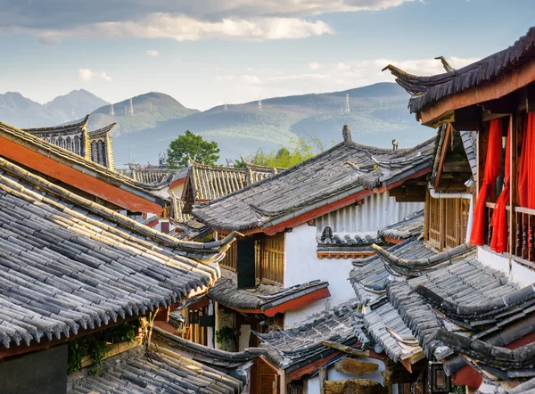 Traditional Chinese roofs of houses, the Old Town of Lijiang