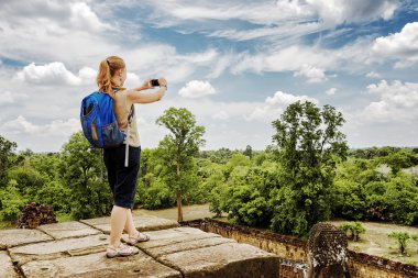 Turist alarak resim üst Tapınağı Angkor, Kamboçya