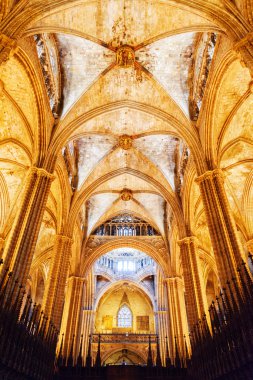 Interior of the Barcelona Cathedral in Barcelona, Spain