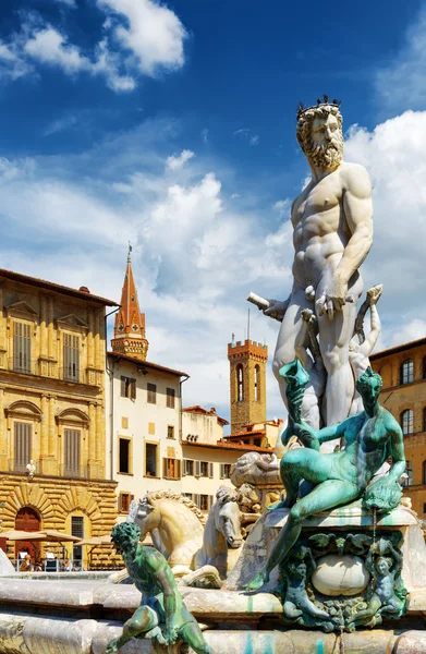 Blick auf den Neptunbrunnen. Florenz, Toskana, Italien — Stockfoto