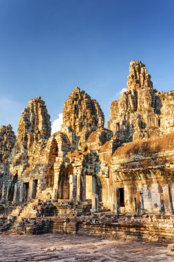 Mysterious ruins of ancient Bayon temple, Angkor Thom, Cambodia