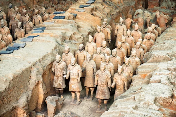 Weergave van terracotta soldaten van het Terracotta Leger Xi'an, China — Stockfoto