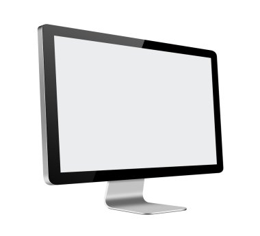 Beyaz arka plan boş ekran LCD bilgisayar ekranı