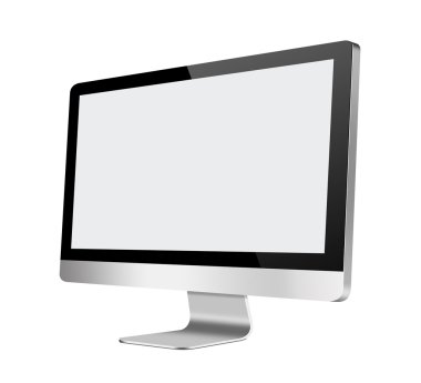 Beyaz arka plan boş ekran LCD bilgisayar ekranı