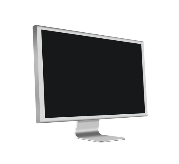 Monitor de computadora LCD de aluminio con pantalla en blanco sobre fondo blanco — Foto de Stock