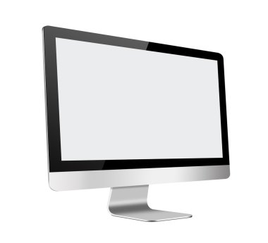 Slim LCD Computer Monitor with blank screen on white background clipart