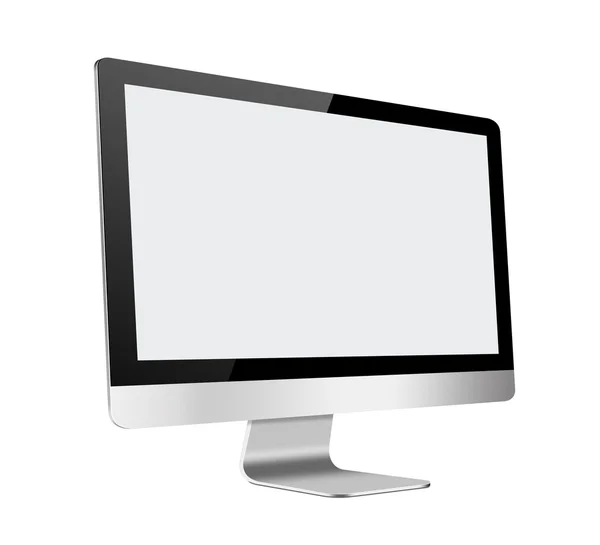 Slim LCD-datorskärm med blank skärm på vit bakgrund — Stockfoto