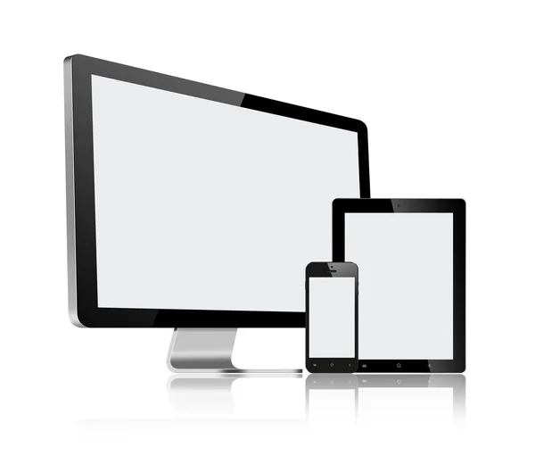现代电脑显示器高分辨率插图集选项卡 — 图库照片