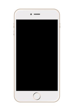 Beyaz ve Altın Akıllı Telefon Beyaz Arkaplanda İzole Edildi