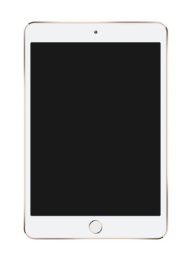 Küçük beyaz ve beyaz zemin üzerine altın Tablet bilgisayar