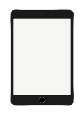 Beyaz arka plan üzerinde küçük siyah Tablet bilgisayar