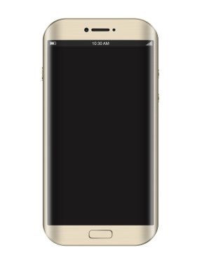 Beyaz arka plan üzerinde izole eğrisi ekran Smartphone
