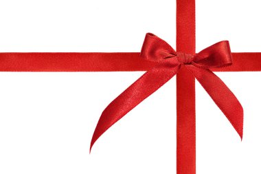 kopya alanı beyaz zemin üzerine kırmızı parlak saten kurdele