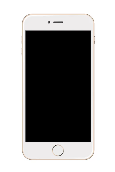 Smartphone branco e dourado isolado em fundo branco — Fotografia de Stock