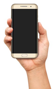 Eğri ekran Smartphone ile boş ekran tutan el