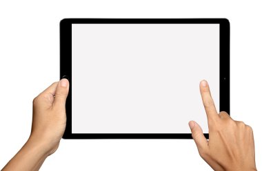 Ellerini tutarak ve büyük Tablet PC'de gelin