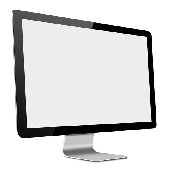 Slim LED Computer Monitor con schermo vuoto su sfondo bianco — Foto Stock