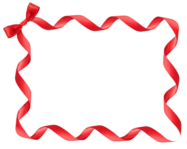 Red ribbon frame on white background — Stock Photo, Image