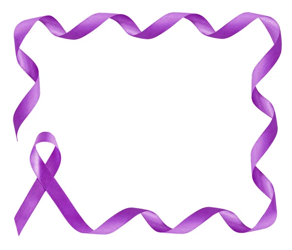 Pankreas Cancer medvetenhet Purple Ribbon ram med kopia utrymme — Stockfoto