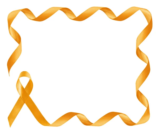 Childhood Cancer Awareness golden Ribbon frame with copy space — Stock Photo, Image