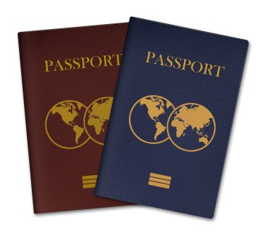 Beyaz arka plan üzerinde izole Pasaportlar 3D çizimi