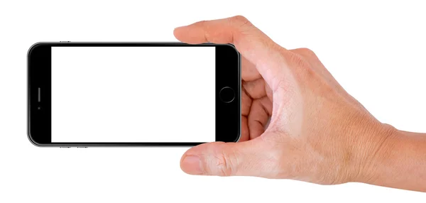 Telefone celular tirando uma imagem isolada no fundo branco — Fotografia de Stock