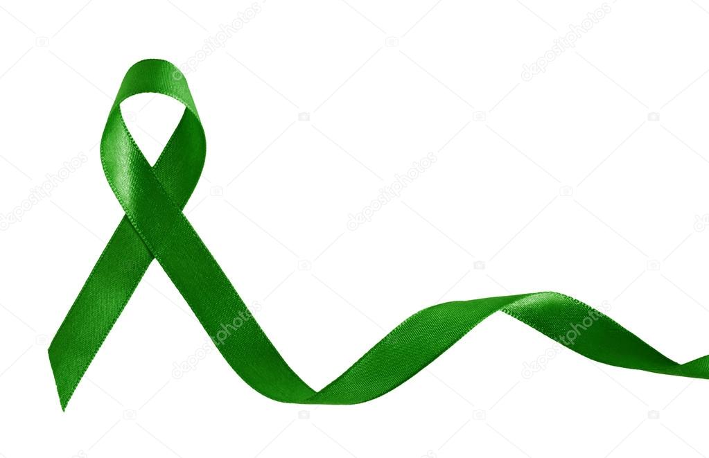 Emerald Ribbon for Liver Cancer with copy space