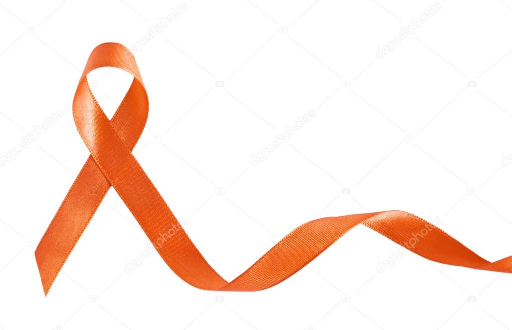 Orange Ribbon for Leukemia with copy space