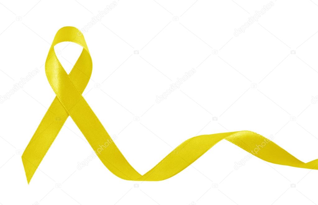Yellow Ribbon a Symbol of Bone Cancer with copy space
