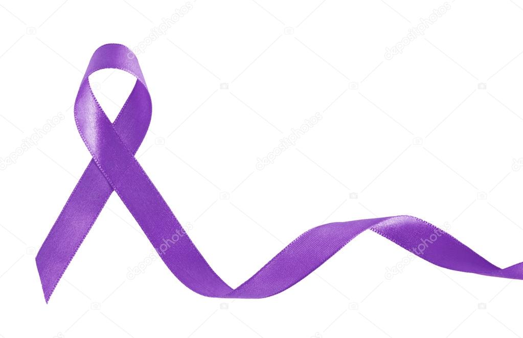 Purple Ribbon a Symbol of Pancreatic Cancer with copy space