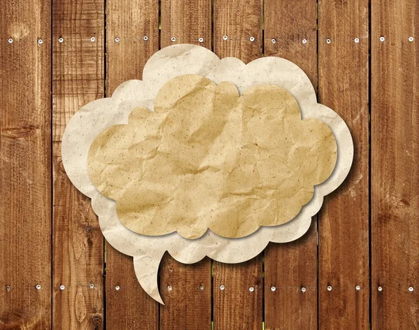 Blank Speech Bubble on wood background — Stock Photo, Image