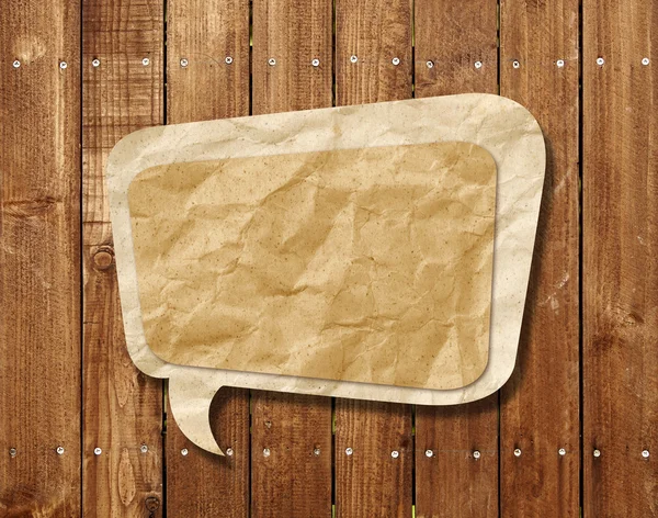 Blank Speech Bubble on wood background — Stock Photo, Image