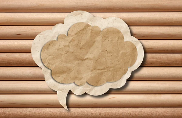 Recycle speech bubble on wooden background — Stock Photo, Image