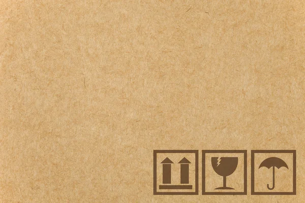 Säkerhet bräcklig ikonen på kartong papper låda med utrymme — Stockfoto