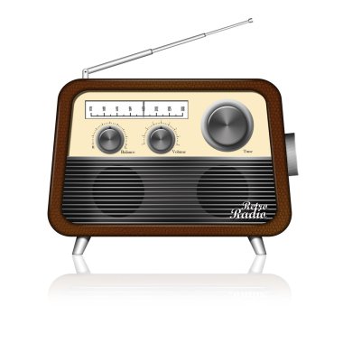 Beyaz arka planda, Retro radyo dahil kırpma yolu