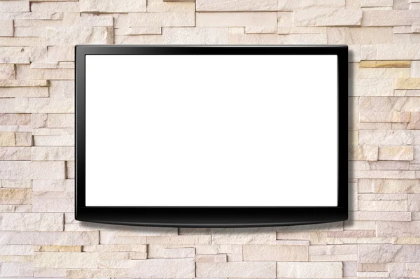 Leerer Bildschirm LCD-Fernseher, der an der Wand hängt — Stockfoto