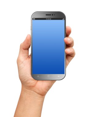 A büyük perde Smartphone ile boş ekran tutan el