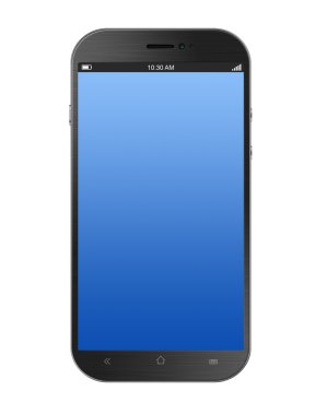 Beyaz arka plan üzerinde izole koyu gri Smartphone