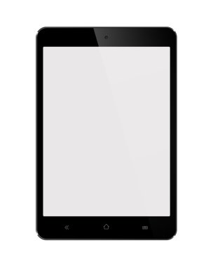 Beyaz arka plan üzerinde küçük beyaz Tablet bilgisayar